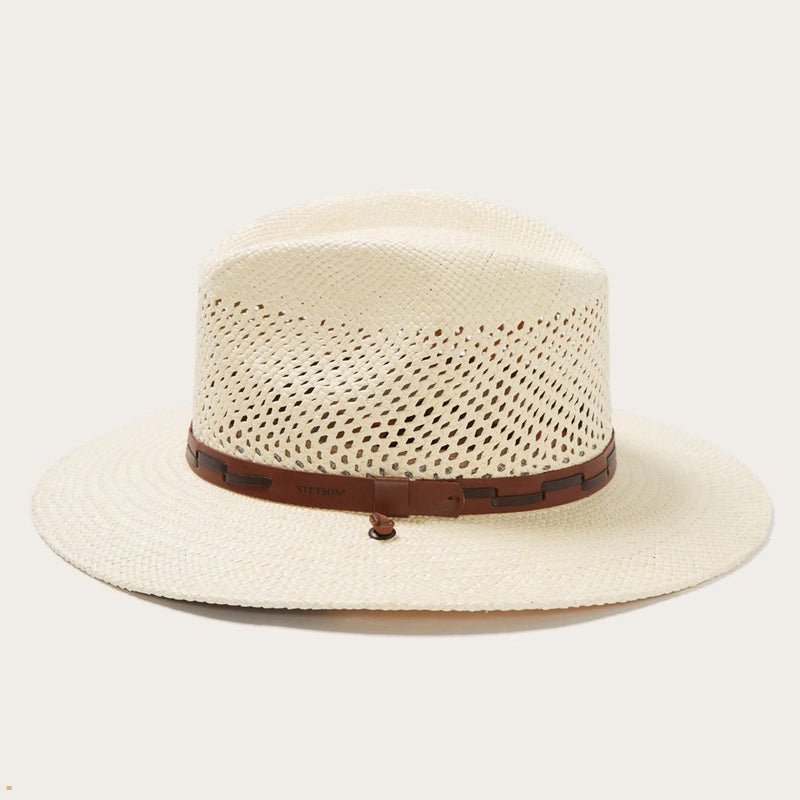 Beige Stetson Airway Panama Safari Men's Outdoor Hats | UK 13SFXANBV