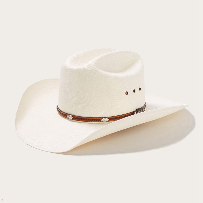 Beige Stetson Alamo 8x Straw Men's Cowboy Hats | UK 53OSUZEKA