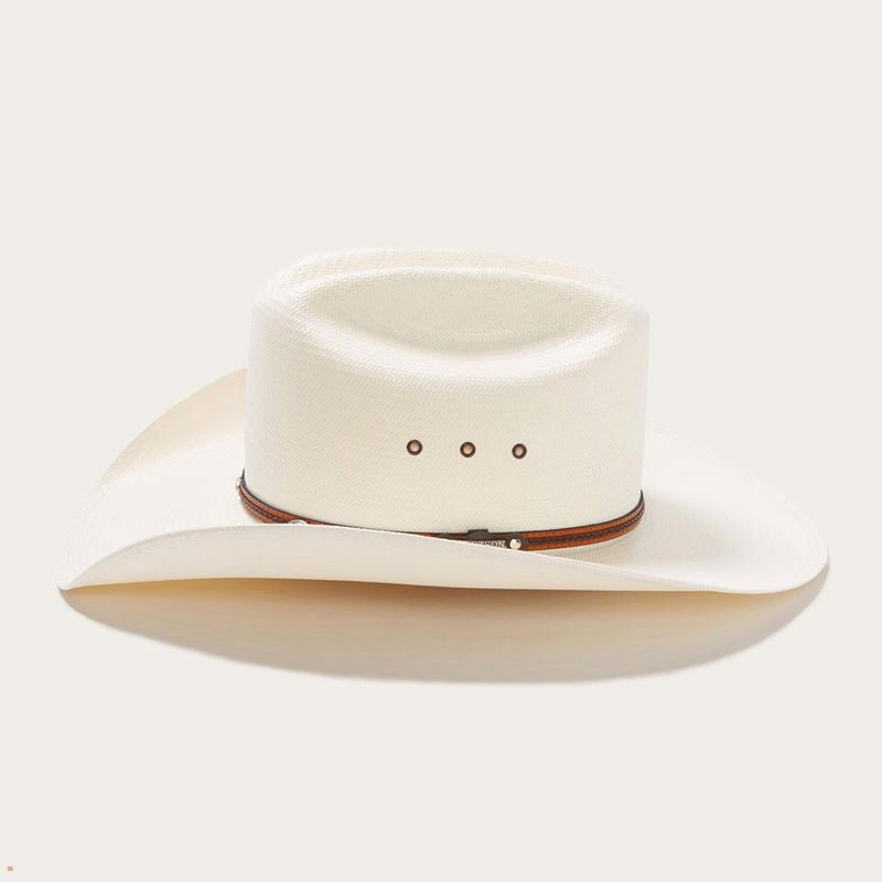 Beige Stetson Alamo 8x Straw Men's Cowboy Hats | UK 53OSUZEKA