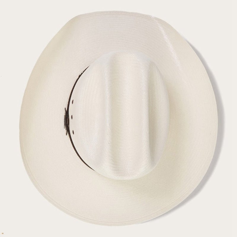 Beige Stetson Alamo 8x Straw Men's Cowboy Hats | UK 53OSUZEKA