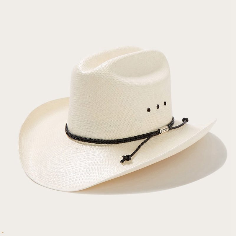 Beige Stetson Carson 10x Straw Men's Cowboy Hats | UK 52XPYBGVN