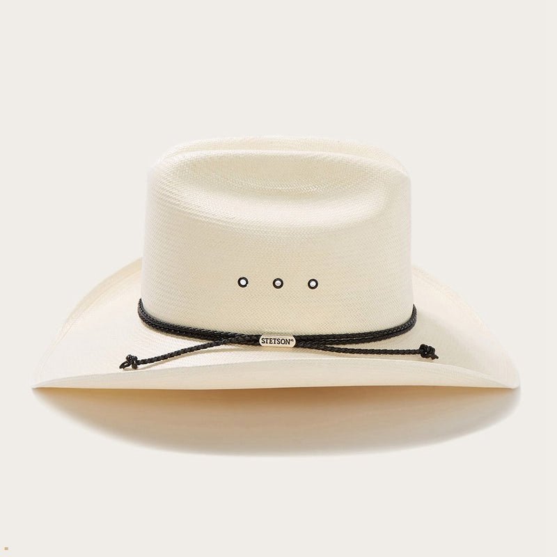 Beige Stetson Carson 10x Straw Men's Cowboy Hats | UK 52XPYBGVN