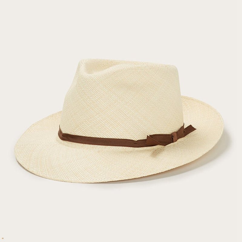 Beige Stetson Forty Eight Panama Men's Fedoras | UK 84ALZXMBN