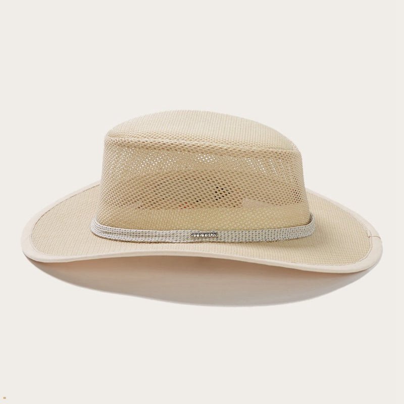 Beige Stetson Grand Canyon Mesh Safari Men's Outdoor Hats | UK 50GIMJYXH