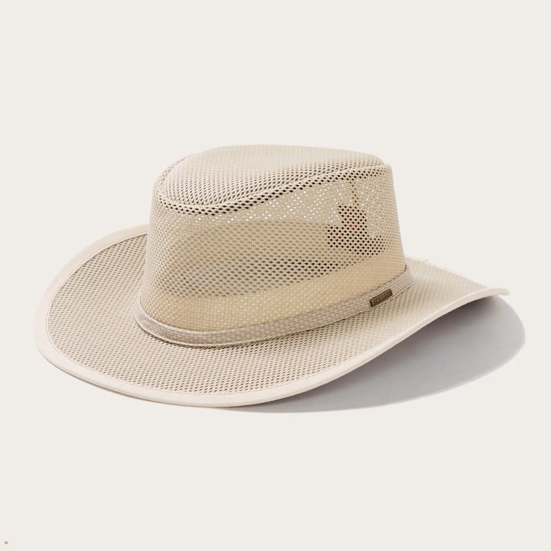 Beige Stetson Grand Canyon Mesh Safari Men's Outdoor Hats | UK 65NHDYZSQ