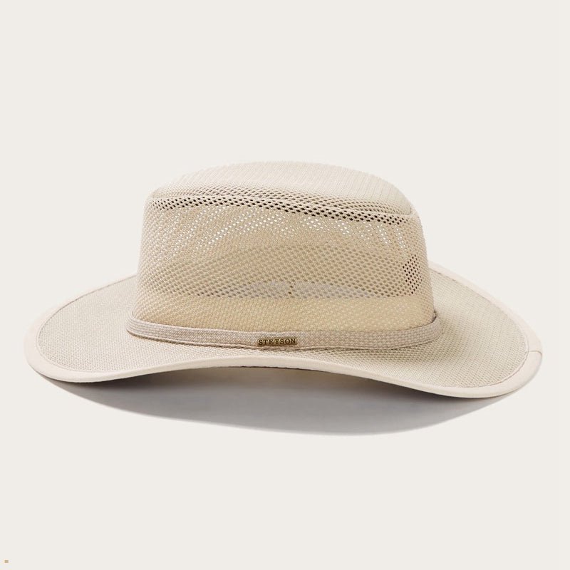 Beige Stetson Grand Canyon Mesh Safari Men's Outdoor Hats | UK 65NHDYZSQ