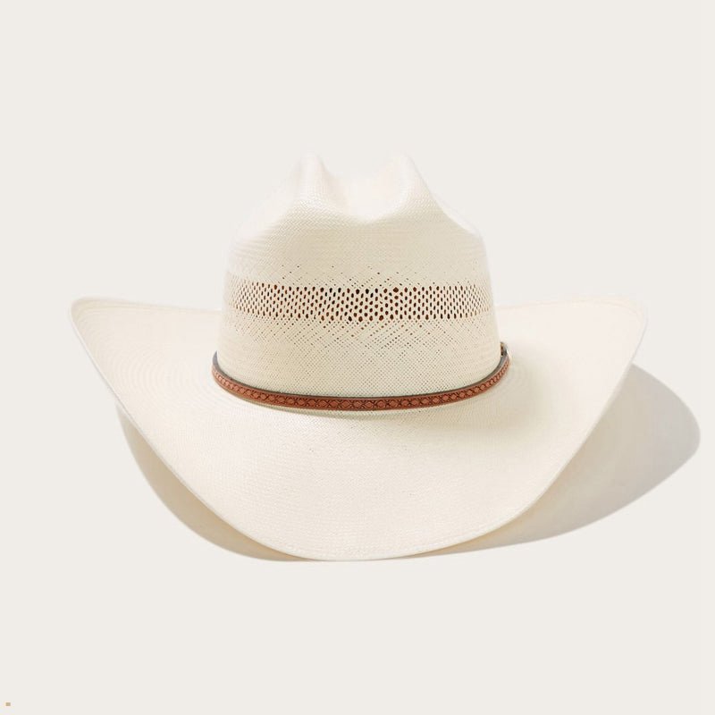 Beige Stetson Griffin 100x Straw Men\'s Cowboy Hats | UK 16RFKBYMT