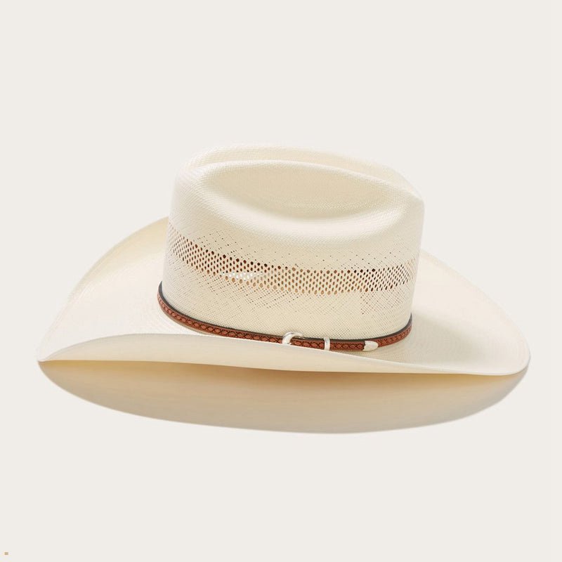 Beige Stetson Griffin 100x Straw Women's Cowboy Hats | UK 12UEZFJOT