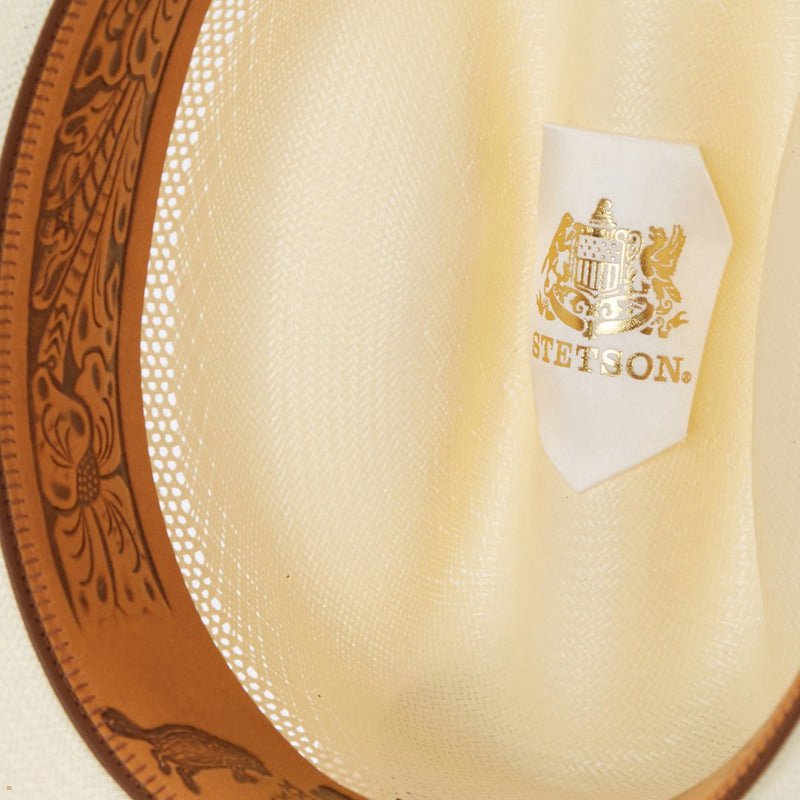 Beige Stetson Griffin 100x Straw Women's Cowboy Hats | UK 12UEZFJOT