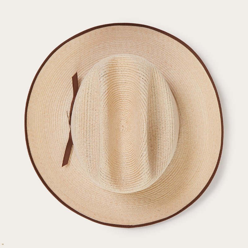 Beige Stetson Hemp Straw Open Road Men's Fedoras | UK 31QFADKZT