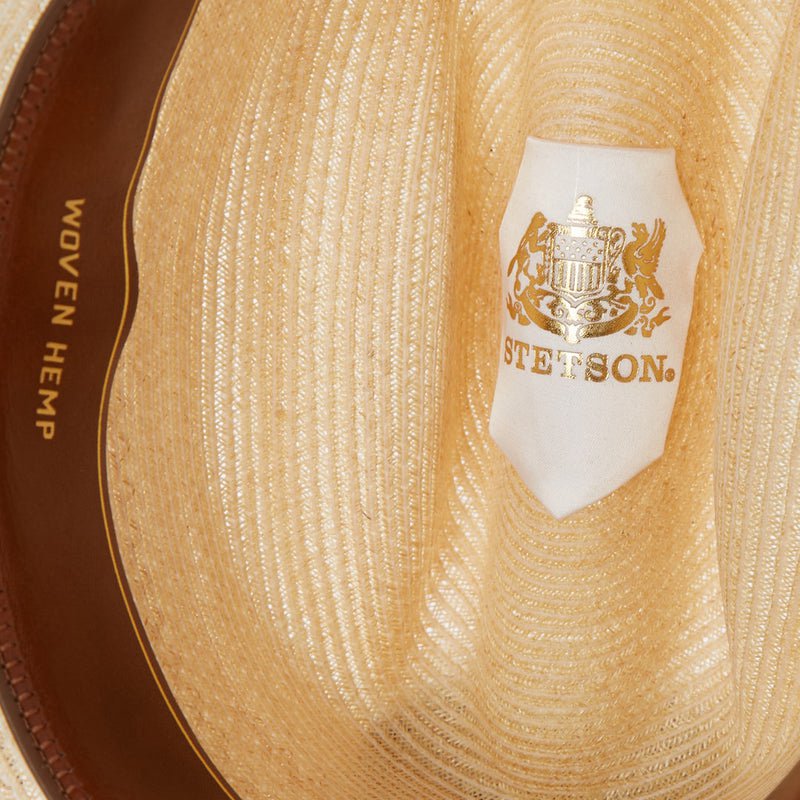 Beige Stetson Hemp Straw Open Road Men's Fedoras | UK 31QFADKZT