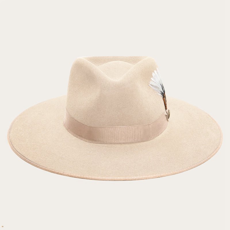 Beige Stetson Midtown Wide Flat Brim Women\'s Fedoras | UK 40ZPIASHJ