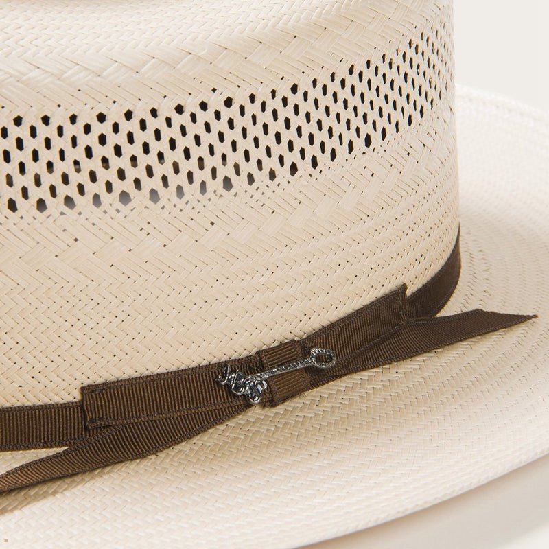 Beige Stetson Open Road 10x Straw Men's Cowboy Hats | UK 49MKYDELR