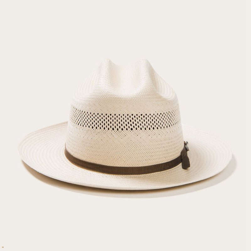 Beige Stetson Open Road 10x Straw Men\'s Cowboy Hats | UK 49MKYDELR