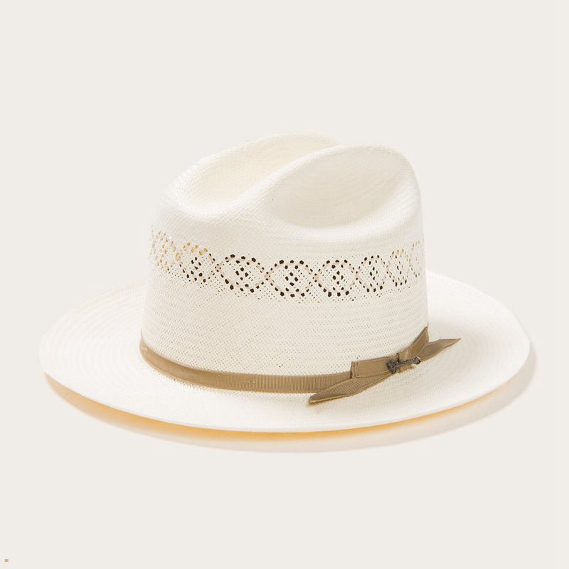 Beige Stetson Open Road 1 Vented Men's Straw Hats | UK 85NBCEGSM