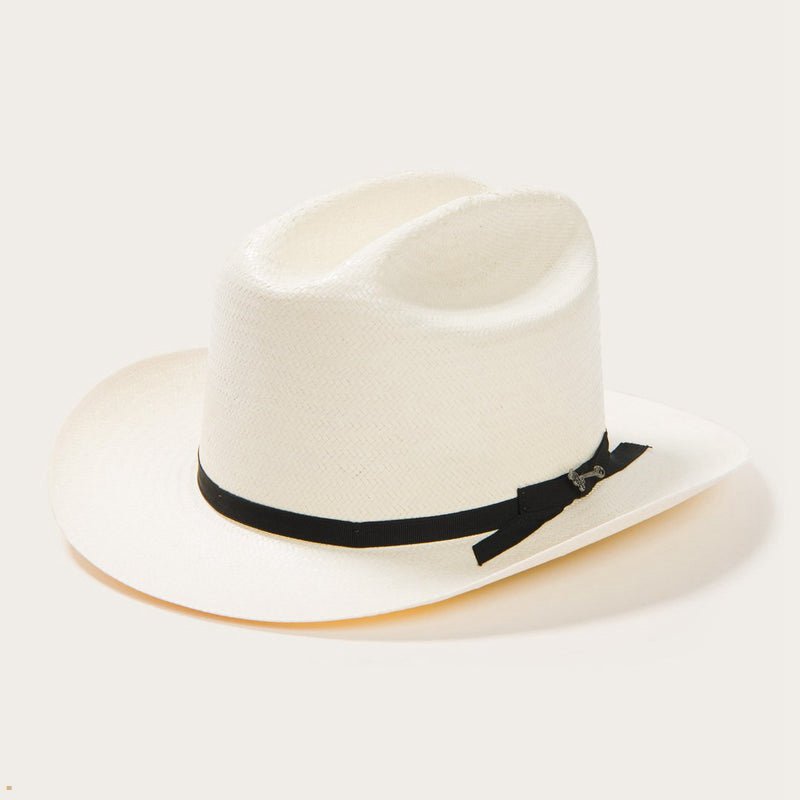 Beige Stetson Open Road 6x Straw Cowboy Men's Fedoras | UK 60IZCTXAU