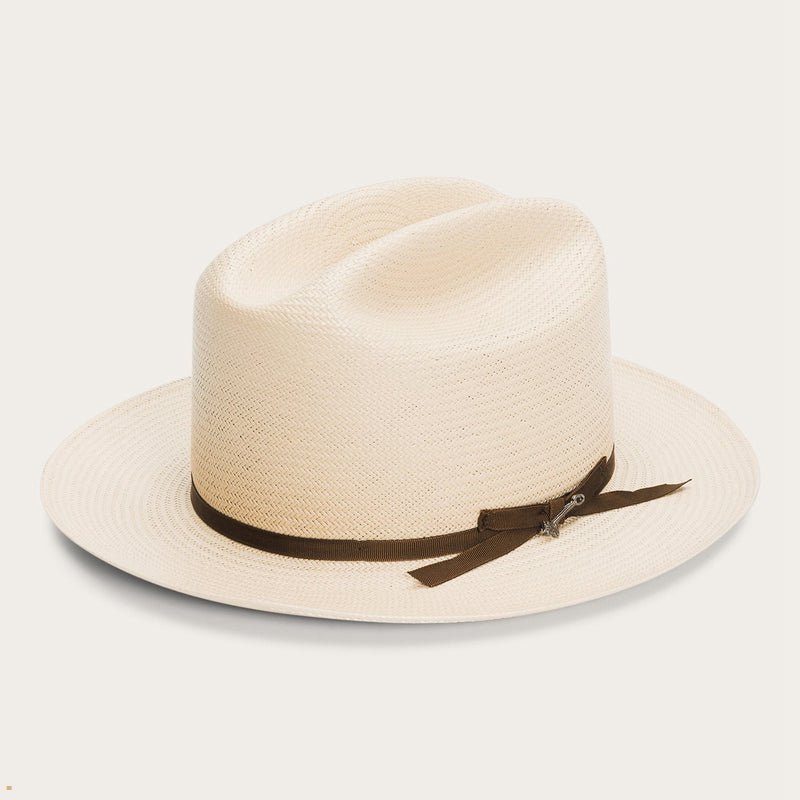 Beige Stetson Open Road Straw Men's Fedoras | UK 64GOJRLKV