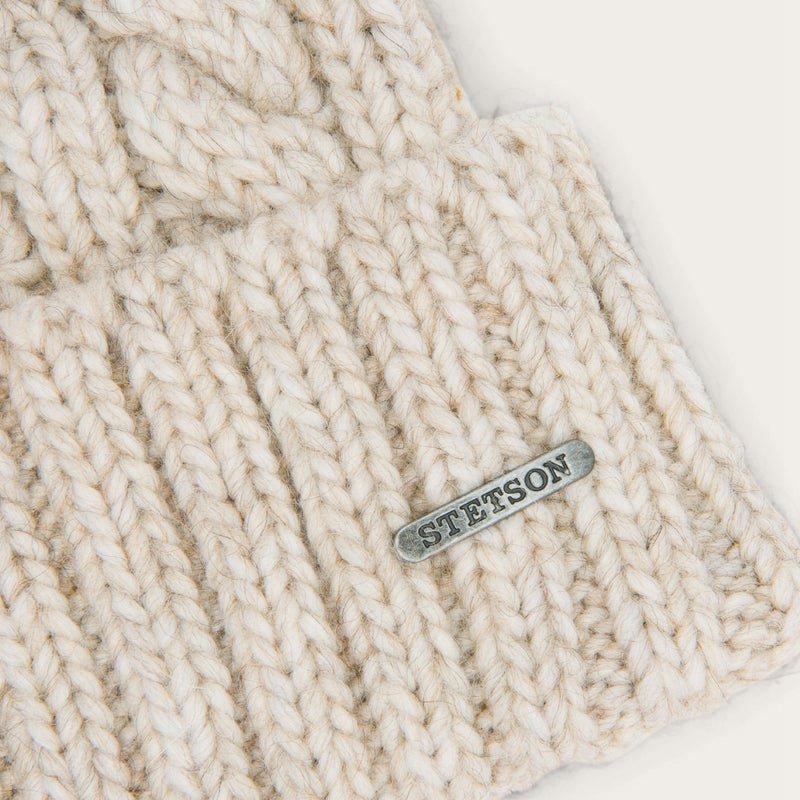 Beige Stetson Pompom Wool/Acrylic Men's Beanie | UK 65UKHYXEM