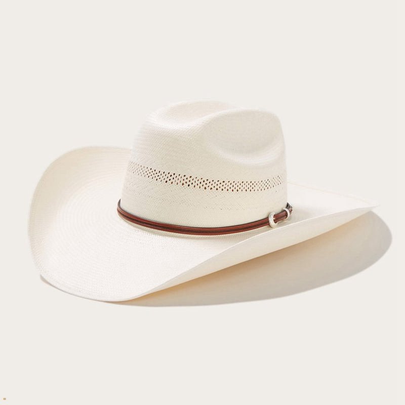 Beige Stetson Rincon 10x Straw Men's Cowboy Hats | UK 86VZDQOUA