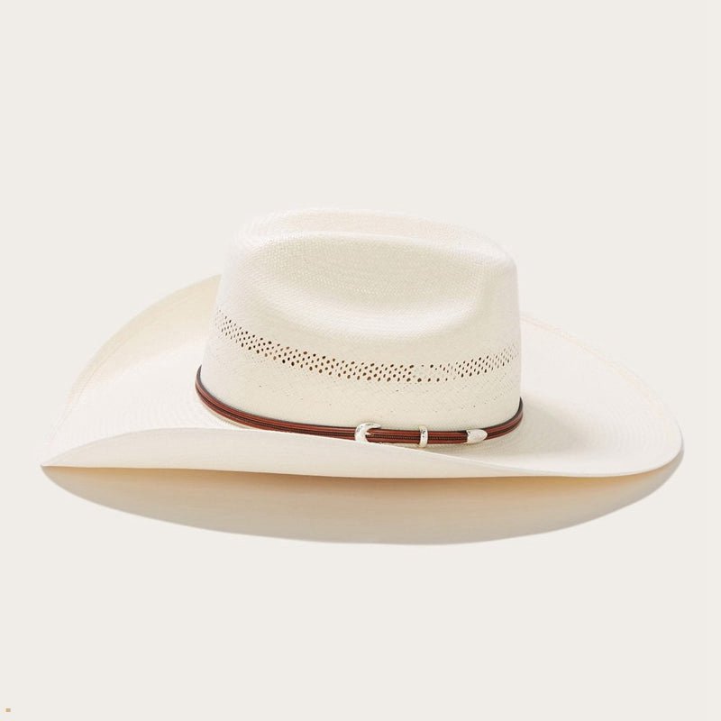 Beige Stetson Rincon 10x Straw Men's Cowboy Hats | UK 86VZDQOUA