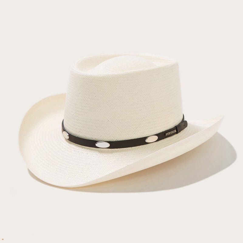 Beige Stetson Royal Flush 10x Straw Men's Cowboy Hats | UK 70QFGHMLZ