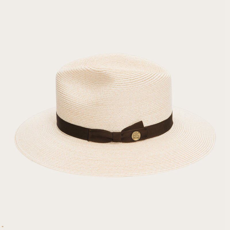 Beige Stetson Sundowner Straw Men's Fedoras | UK 05SYOLDXA