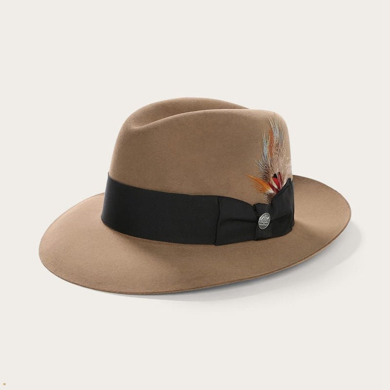 Beige Stetson Temple Men's Fedoras | UK 72PWYADIR