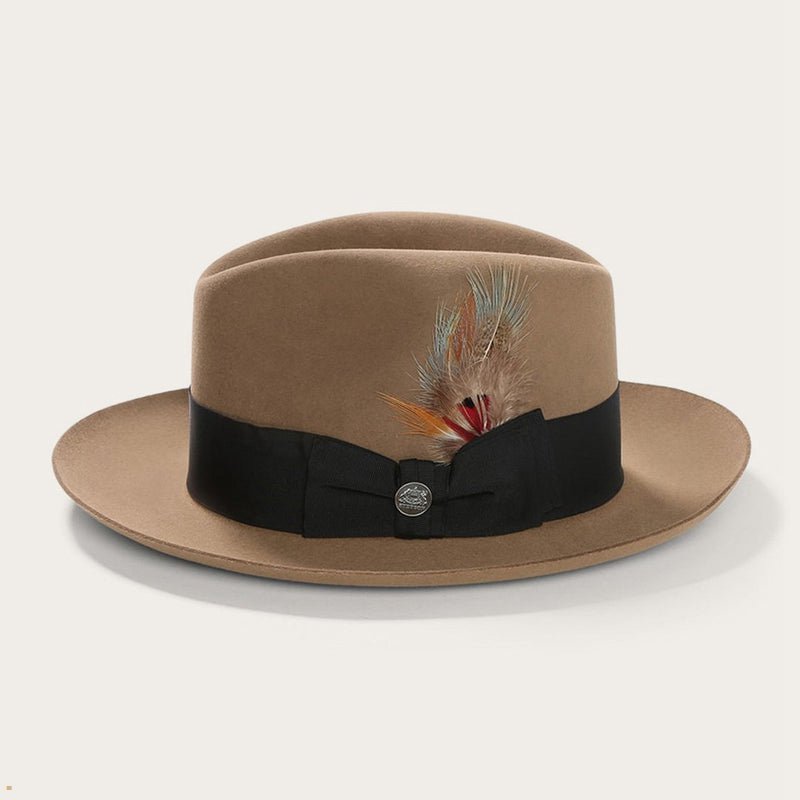 Beige Stetson Temple Men's Fedoras | UK 72PWYADIR