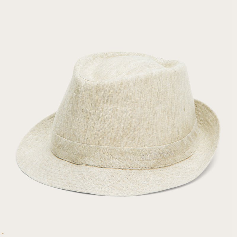 Beige Stetson Trilby Linen Men's Outdoor Hats | UK 10QFHJPML