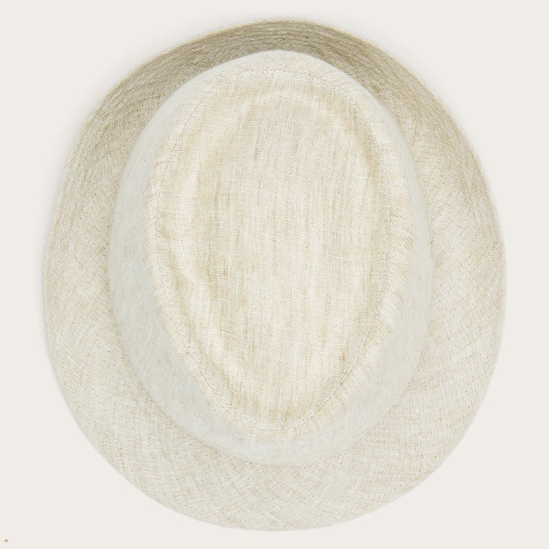 Beige Stetson Trilby Linen Men's Outdoor Hats | UK 10QFHJPML