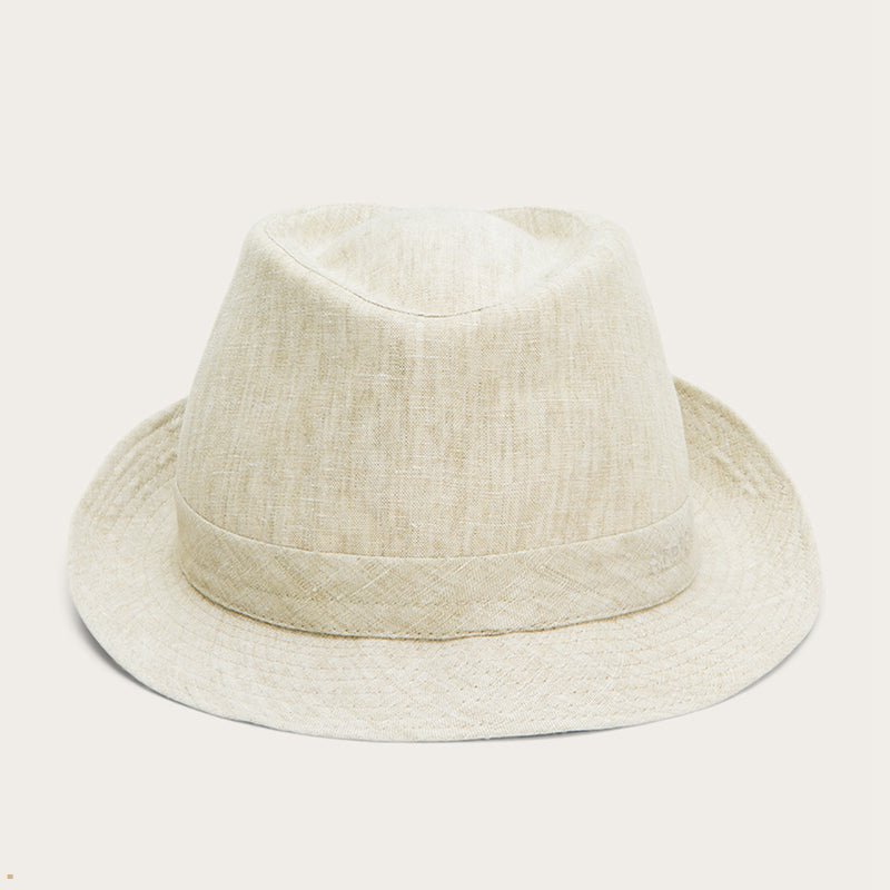 Beige Stetson Trilby Linen Men\'s Outdoor Hats | UK 10QFHJPML