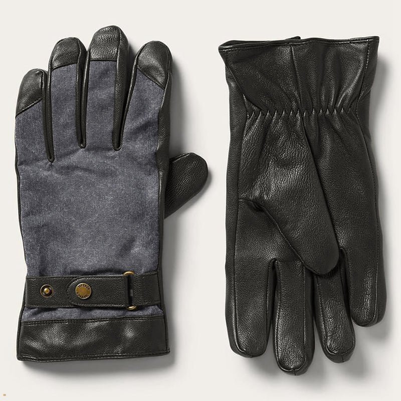 Black Grey Stetson Goat Napa Men's Gloves | UK 87BZKXAHF