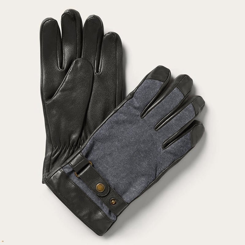 Black Grey Stetson Goat Napa Men\'s Gloves | UK 87BZKXAHF