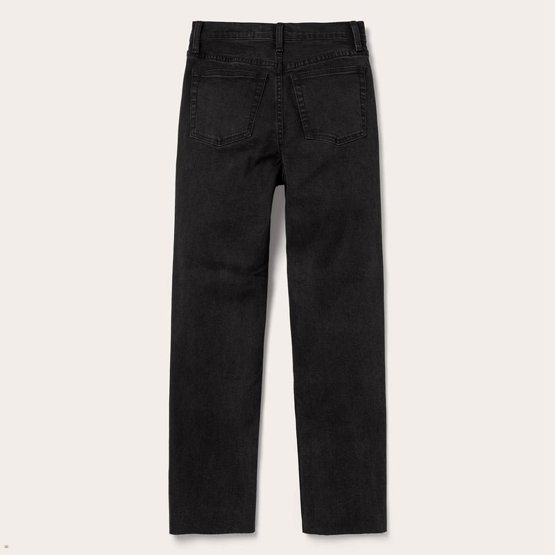 Black Stetson 915 High Rise Straight Fit Crop Women's Jeans | UK 29LIQUXZK