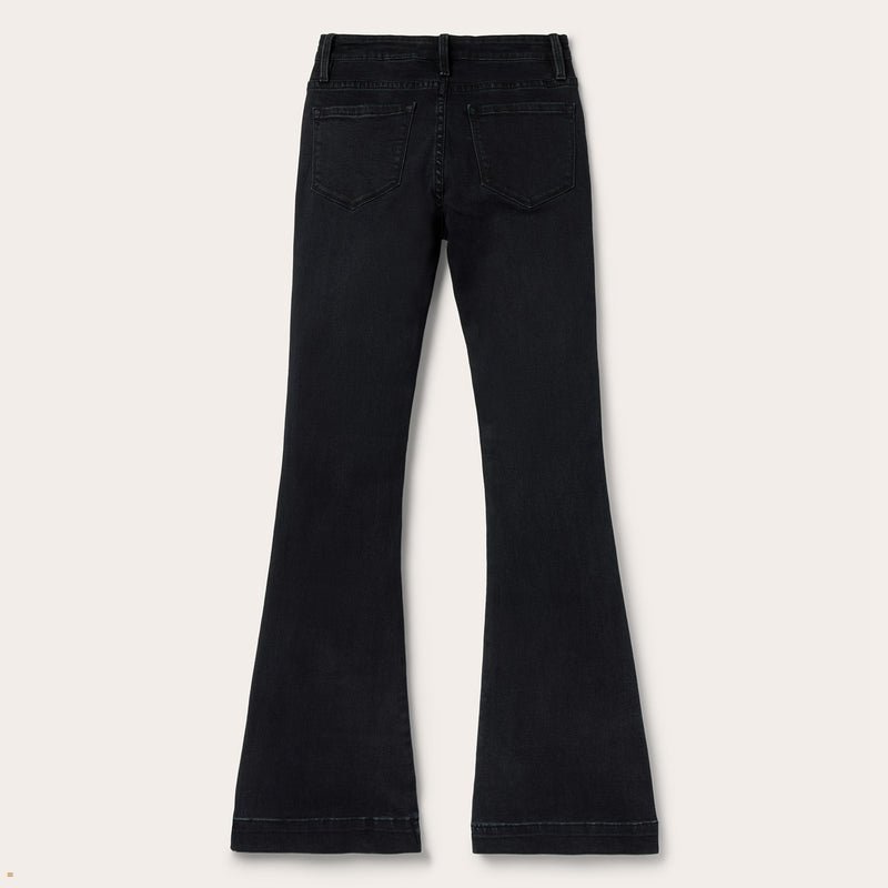 Black Stetson 921 High Rise Flare Women's Jeans | UK 92ILUQFPD