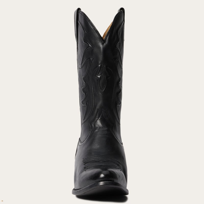 Black Stetson Ames Corded Burnished Leather Men's Boots | UK 15PRSCWKT