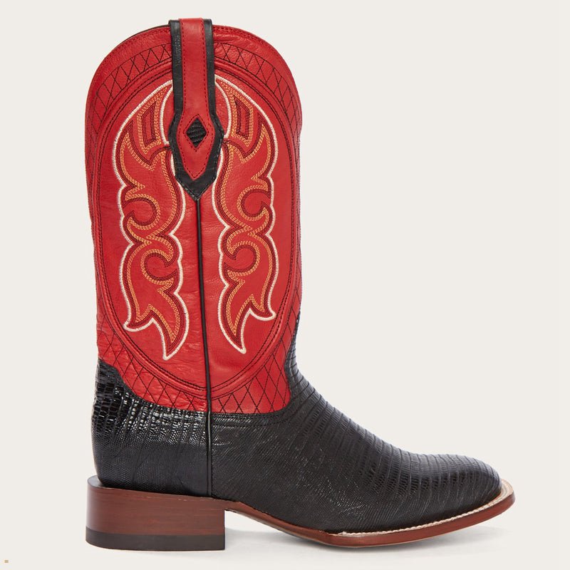 Black Stetson Arlington Teju Matte Men's Cowboy Boots | UK 36VTONUXD