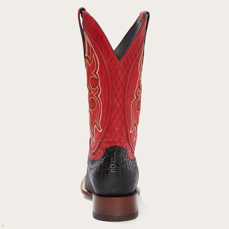 Black Stetson Arlington Teju Matte Men's Cowboy Boots | UK 36VTONUXD