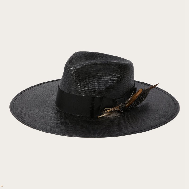 Black Stetson Atacama Straw Men's Fedoras | UK 78URSPKWN