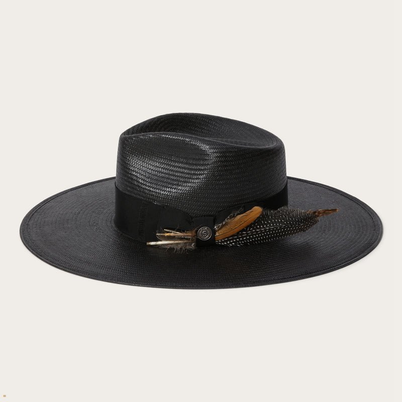 Black Stetson Atacama Straw Men's Fedoras | UK 78URSPKWN