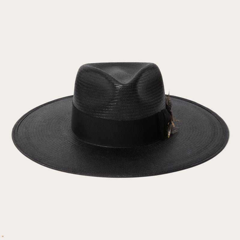 Black Stetson Atacama Straw Men\'s Fedoras | UK 78URSPKWN