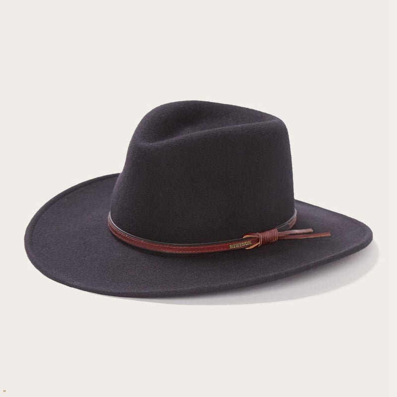 Black Stetson Bozeman Men's Outdoor Hats | UK 91XGTZVKL