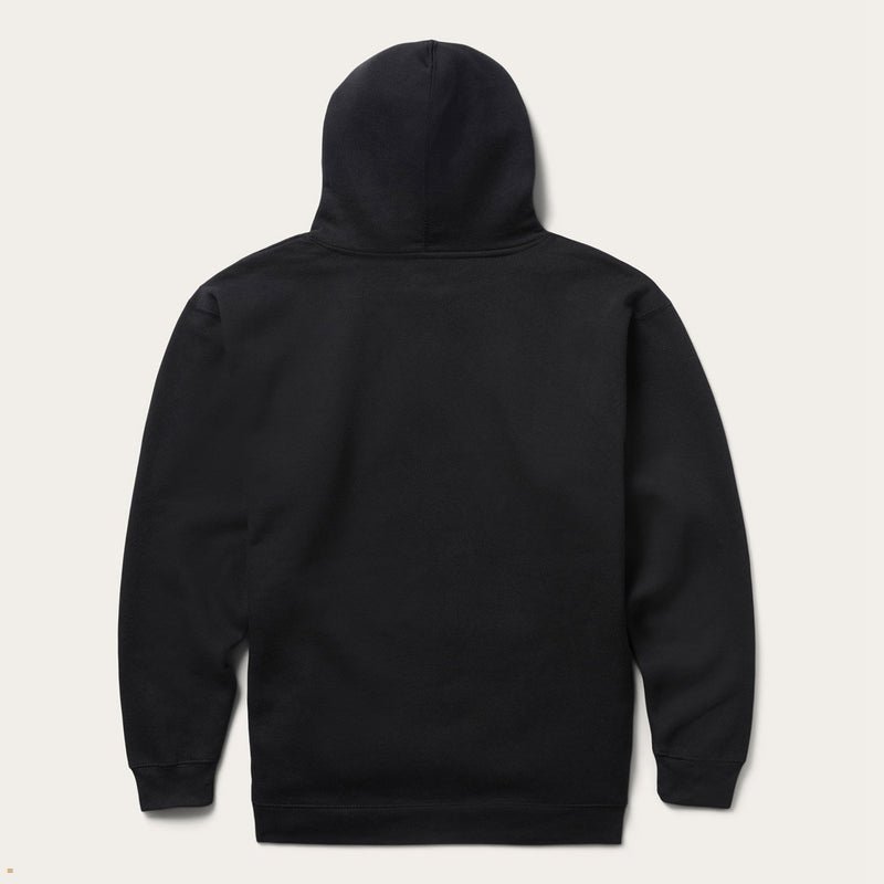 Black Stetson Classic Crest Hooded Men's Sweatshirt | UK 67JACNFIG