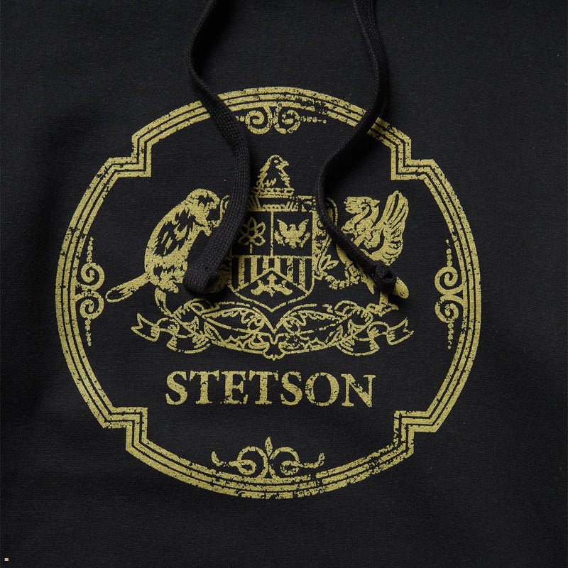 Black Stetson Classic Crest Hooded Men's Sweatshirt | UK 67JACNFIG