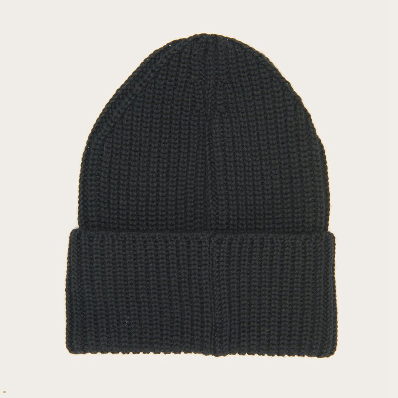 Black Stetson Classic Men's Beanie | UK 80GUYKMLA