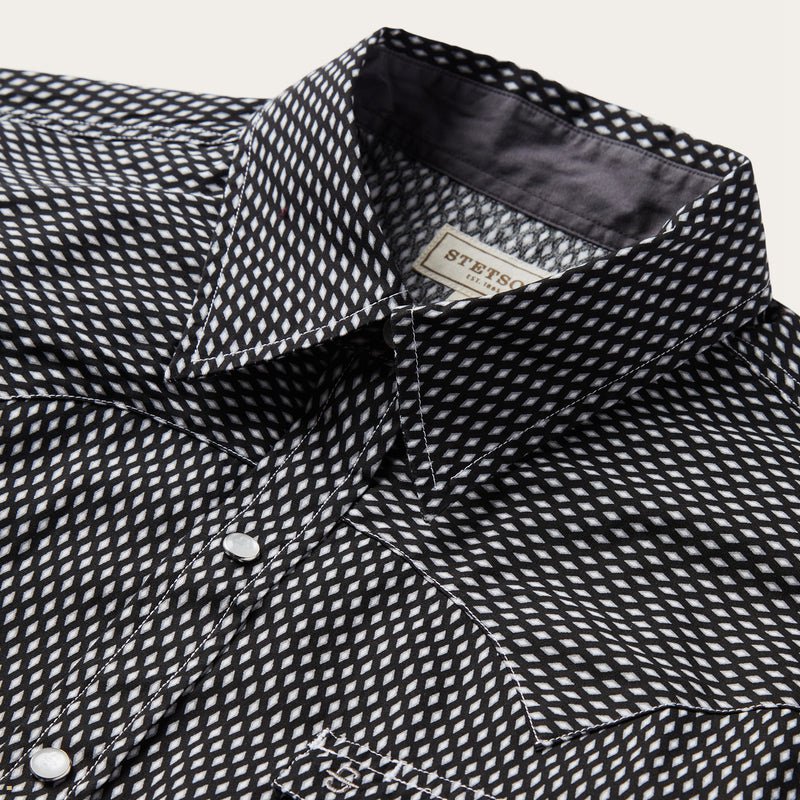 Black Stetson Diamond Men's Shirts | UK 86NTGIUPQ