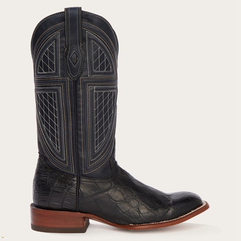 Black Stetson Falls Alligator Men's Cowboy Boots | UK 76VHUWETP