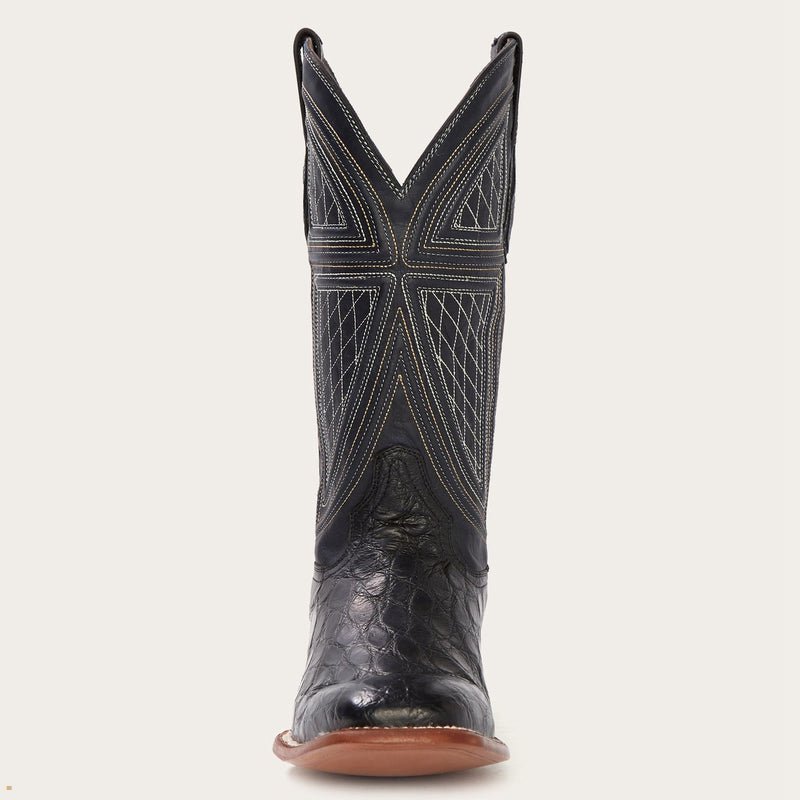 Black Stetson Falls Alligator Men's Cowboy Boots | UK 76VHUWETP