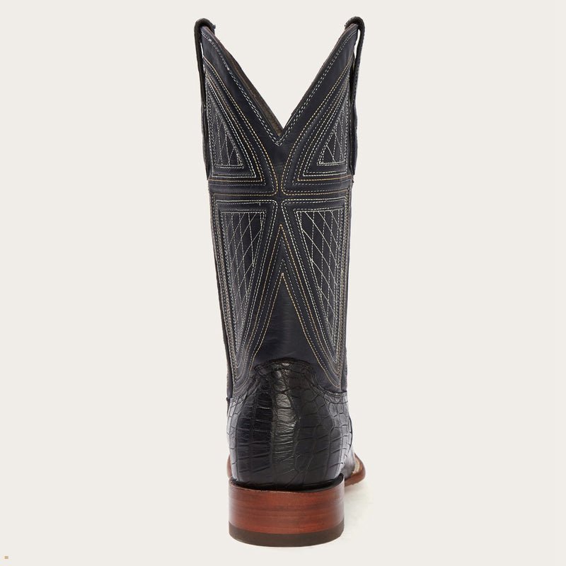 Black Stetson Falls Alligator Men's Cowboy Boots | UK 76VHUWETP