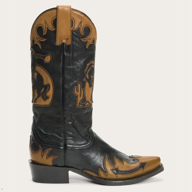 Black Stetson Faye Cowgirl Horse Underlay Leather Women's Boots | UK 68CXSILNJ